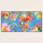 Hummingbird Bloom Blurred Hibiscus Flowers in Sky Blue Desk Mat Gallery Image 3