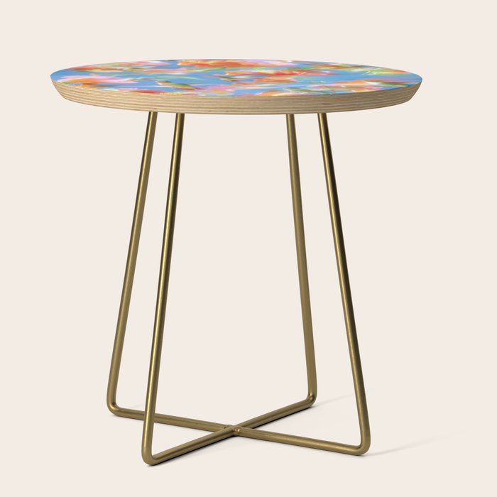 Hummingbird Bloom Blurred Hibiscus Flowers in Sky Blue Side Table Gallery Image 1