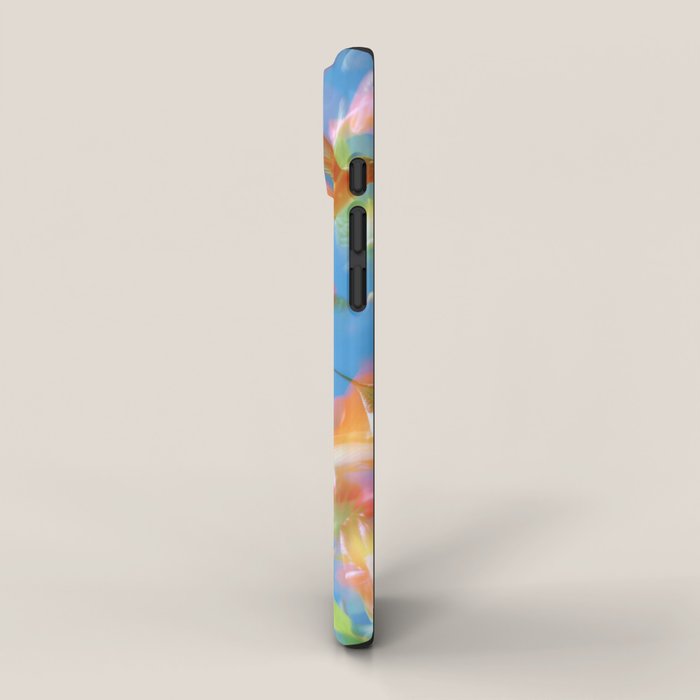 Hummingbird Bloom Blurred Hibiscus Flowers in Sky Blue iPhone Case Gallery Image 2