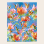Hummingbird Bloom Blurred Hibiscus Flowers in Sky Blue Poster Gallery Image 4