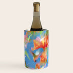 Hummingbird Bloom Blurred Hibiscus Flowers in Sky Blue Wine Chiller Gallery Image 1