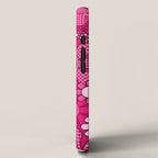 Retro Garden Gingham Flowers Hot Pink Magenta Abstract Floral Pattern iPhone Case Gallery Image 2