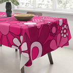 Retro Garden Gingham Flowers Hot Pink Magenta Abstract Floral Pattern Tablecloth Gallery Image 3