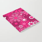 Retro Garden Gingham Flowers Hot Pink Magenta Abstract Floral Pattern Notebook Gallery Image 2