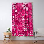 Retro Garden Gingham Flowers Hot Pink Magenta Abstract Floral Pattern Window Curtain Gallery Image 5