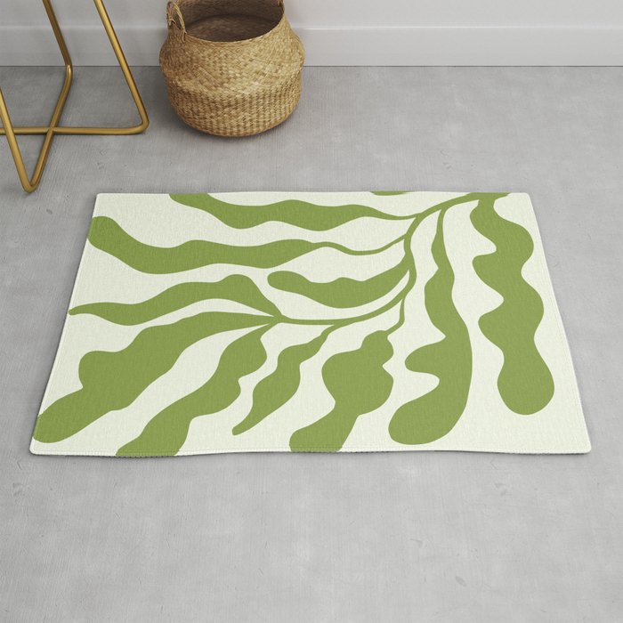 Olive green abstract  plants  Rug Gallery Image 1