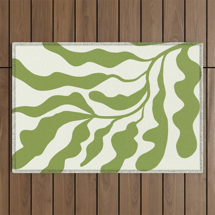 Olive green abstract  plants  Outdoor Rug Gallery Image 1