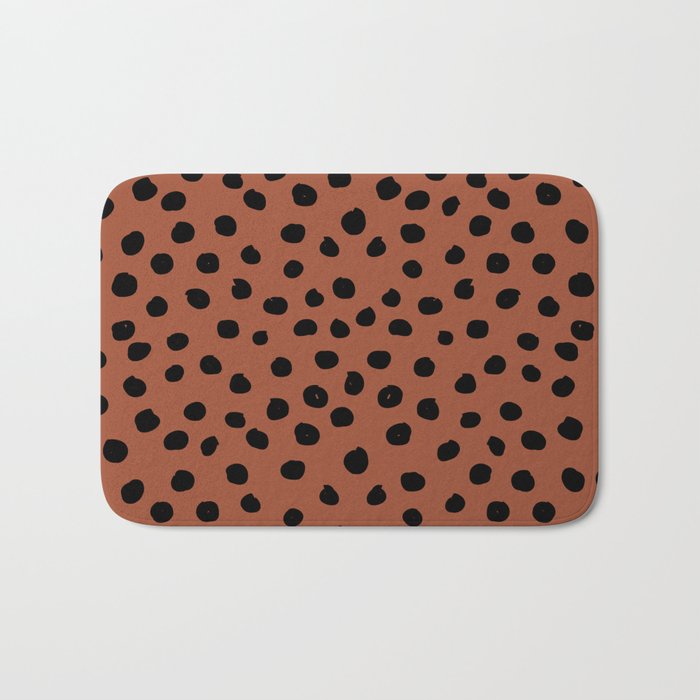 Leopard Print Rust Animal Print Brushstroke Polka Dots Dalmatian Cheetah Spots Boho Decor Minimal Bath Mat Gallery Image 1