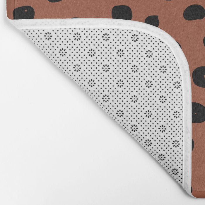 Leopard Print Rust Animal Print Brushstroke Polka Dots Dalmatian Cheetah Spots Boho Decor Minimal Bath Mat Gallery Image 2
