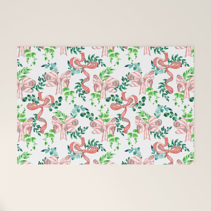 Whimsical Cheerful Bows Plants II Welcome Mat Gallery Image 1