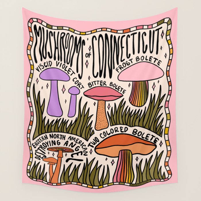 Mushrooms of Connecticut Wall Tapestry Gallery Image 4