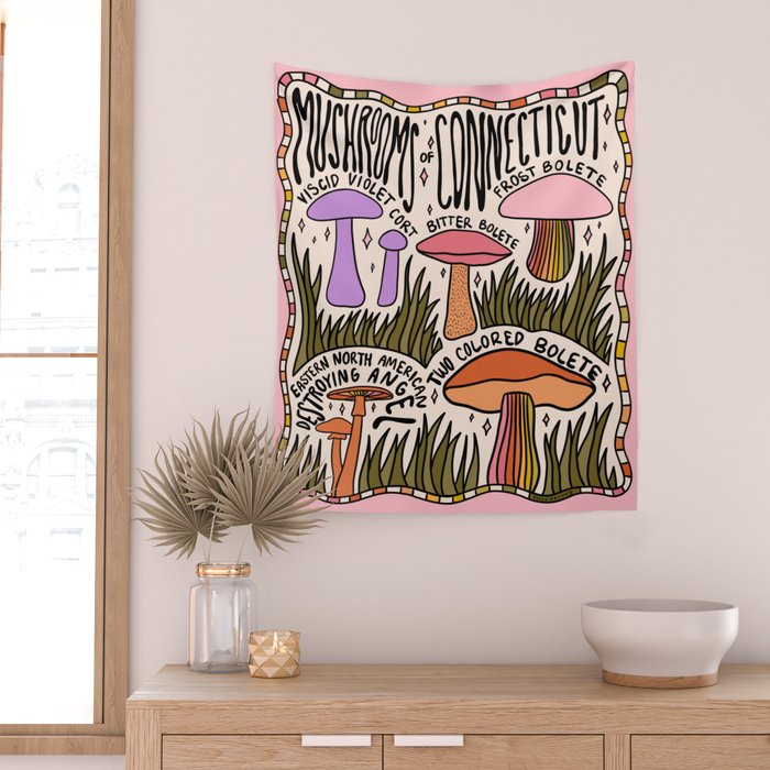 Mushrooms of Connecticut Wall Tapestry Gallery Image 2