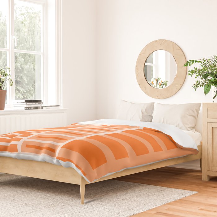Orange Geometric Block Stripes Pattern Duvet Cover Gallery Image 2