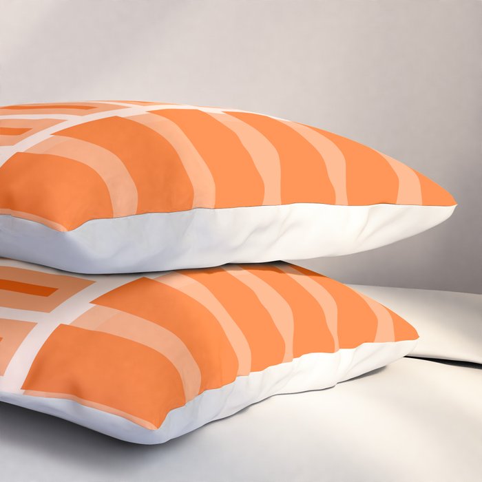 Orange Geometric Block Stripes Pattern Pillow Sham Gallery Image 3