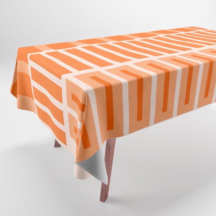 Orange Geometric Block Stripes Pattern Tablecloth Gallery Image 1
