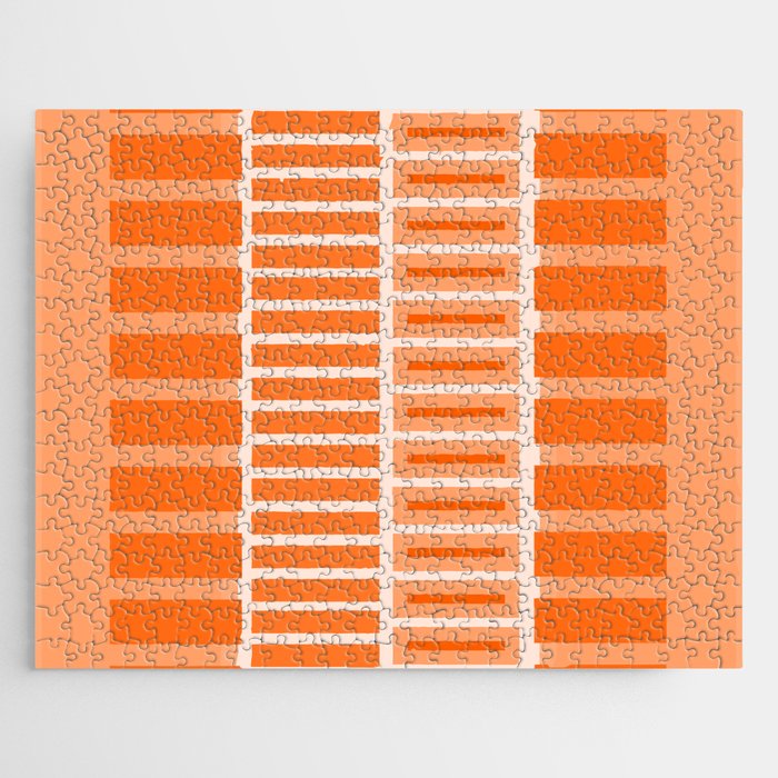 Orange Geometric Block Stripes Pattern Jigsaw Puzzle Gallery Image 1