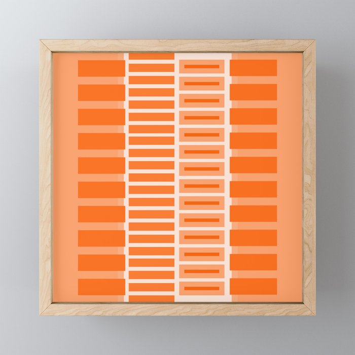 Orange Geometric Block Stripes Pattern Mini Art Print Gallery Image 1
