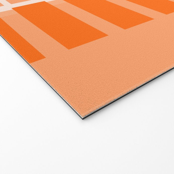 Orange Geometric Block Stripes Pattern Welcome Mat Gallery Image 2