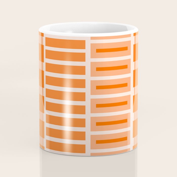 Orange Geometric Block Stripes Pattern Coffee Mug Gallery Image 4