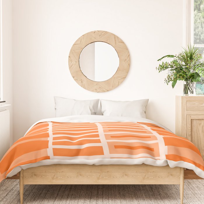 Orange Geometric Block Stripes Pattern Duvet Cover Gallery Image 3