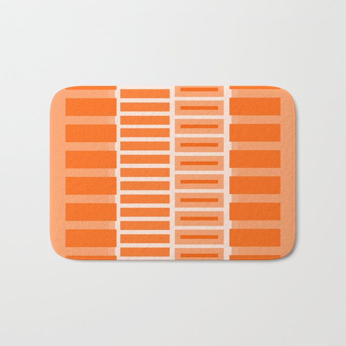Orange Geometric Block Stripes Pattern Bath Mat Gallery Image 1