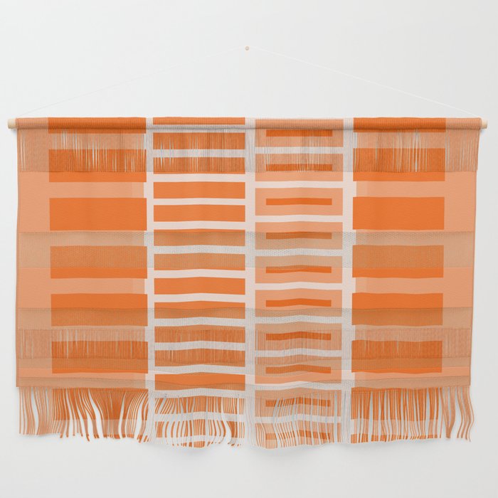 Orange Geometric Block Stripes Pattern Wall Hanging Gallery Image 1