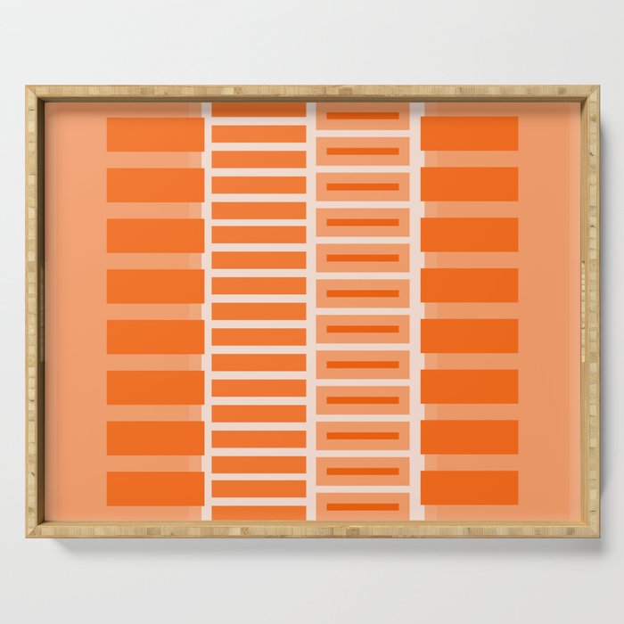 Orange Geometric Block Stripes Pattern Serving Tray Gallery Image 1