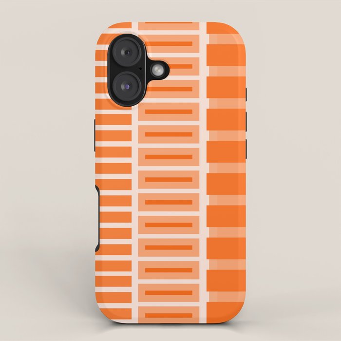 Orange Geometric Block Stripes Pattern iPhone Case Gallery Image 1