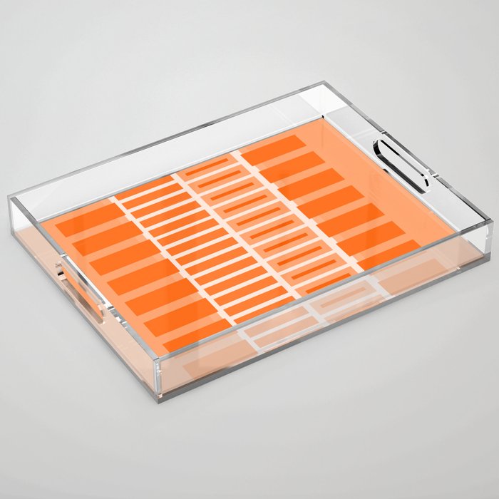 Orange Geometric Block Stripes Pattern Acrylic Tray Gallery Image 1
