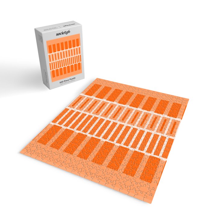 Orange Geometric Block Stripes Pattern Jigsaw Puzzle Gallery Image 2