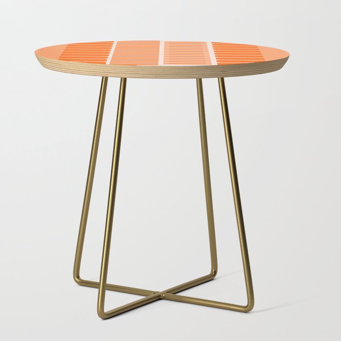 Orange Geometric Block Stripes Pattern Side Table Gallery Image 1
