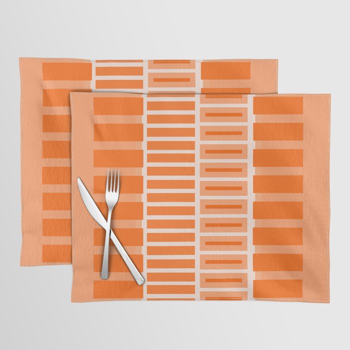 Orange Geometric Block Stripes Pattern Placemat Gallery Image 1