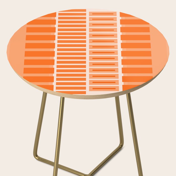 Orange Geometric Block Stripes Pattern Side Table Gallery Image 2
