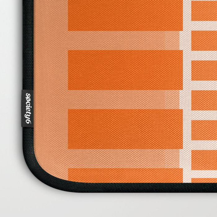Orange Geometric Block Stripes Pattern Laptop Sleeve Gallery Image 3