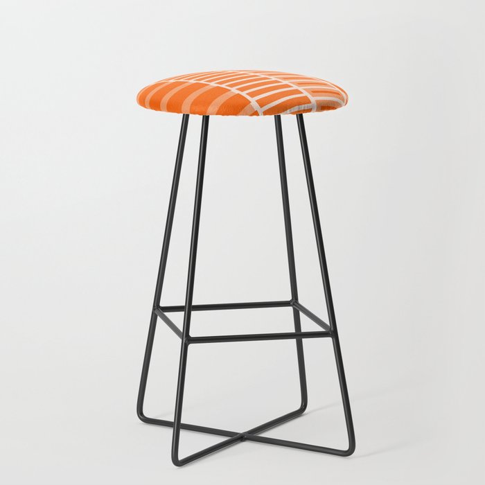 Orange Geometric Block Stripes Pattern Stool Gallery Image 1
