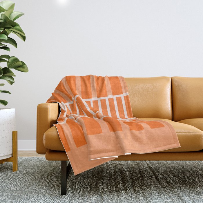 Orange Geometric Block Stripes Pattern Throw Blanket Gallery Image 1