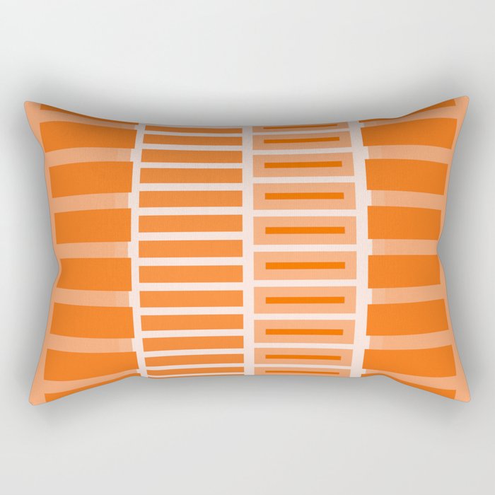 Orange Geometric Block Stripes Pattern Rectangular Pillow Gallery Image 1