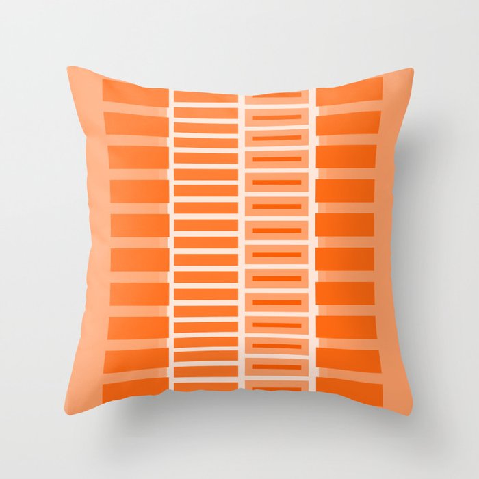 Orange Geometric Block Stripes Pattern Throw Pillow Gallery Image 6