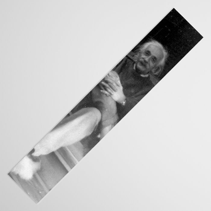 Funny Einstein in Fuzzy Slippers Classic Black and White Satirical Photography - Photographs Table Runner Gallery Image 3