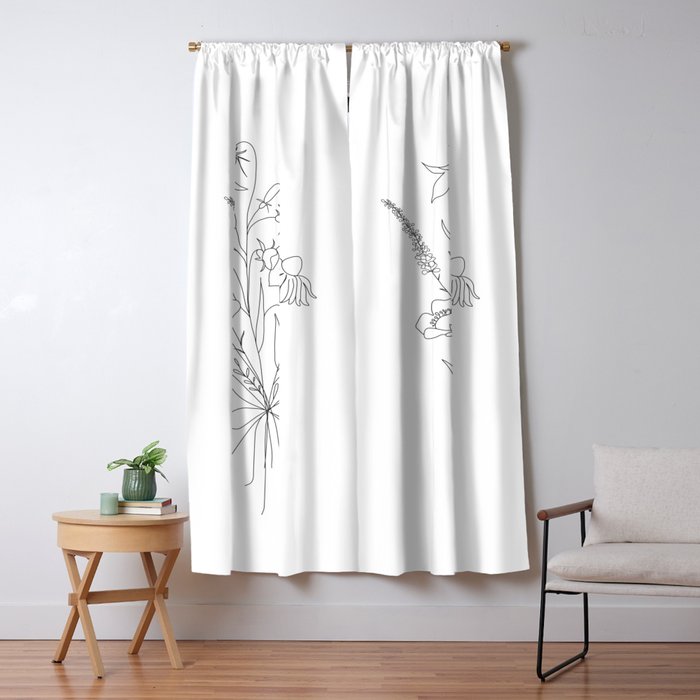 Small Wildflowers Minimalist Line Art Window Curtain Gallery Image 5