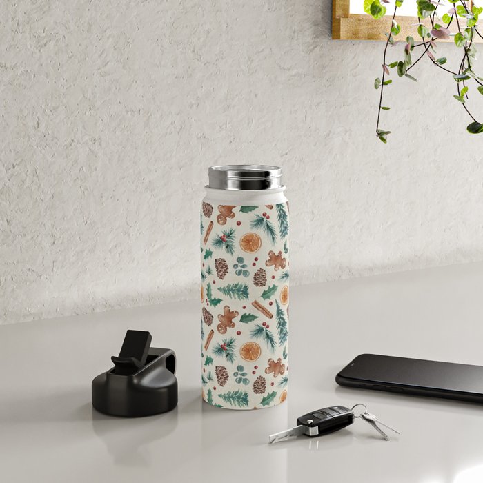 Farm house Christmas Burlap Water Bottle Gallery Image 4