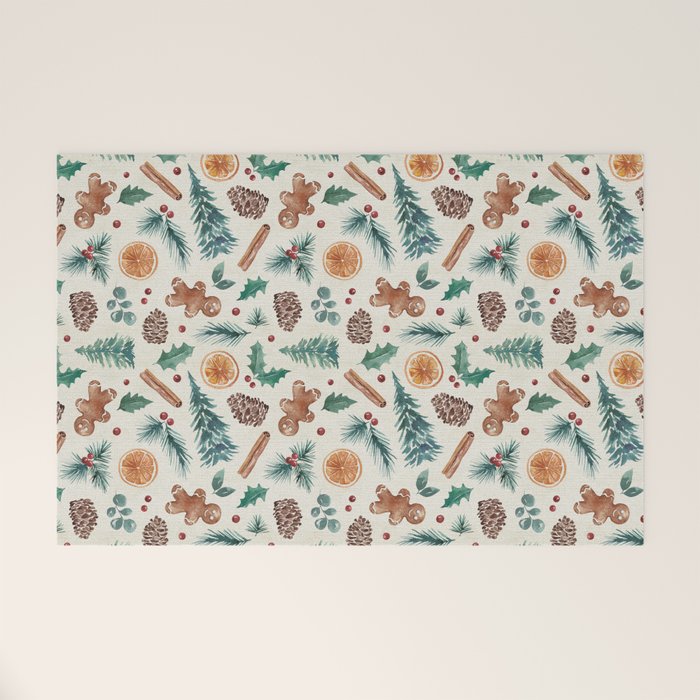 Farm house Christmas Burlap Welcome Mat Gallery Image 1
