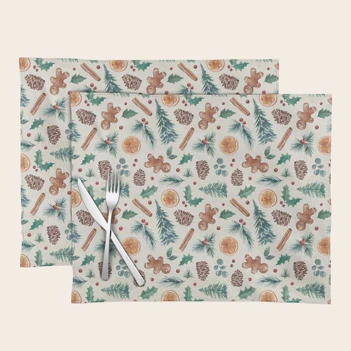 Farm house Christmas Burlap Placemat Gallery Image 1