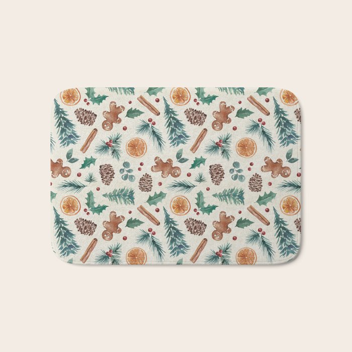 Farm house Christmas Burlap Bath Mat Gallery Image 1