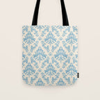 Elegant Air Blue Damask Pattern Tote Bag Gallery Image 1