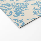 Elegant Air Blue Damask Pattern Welcome Mat Gallery Image 2
