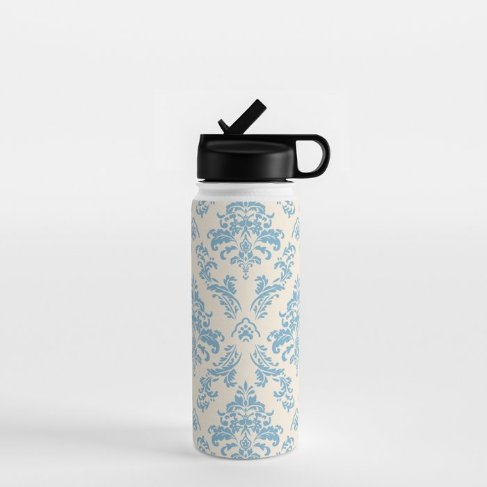 Elegant Air Blue Damask Pattern Water Bottle Gallery Image 1