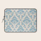 Elegant Air Blue Damask Pattern Laptop Sleeve Gallery Image 1