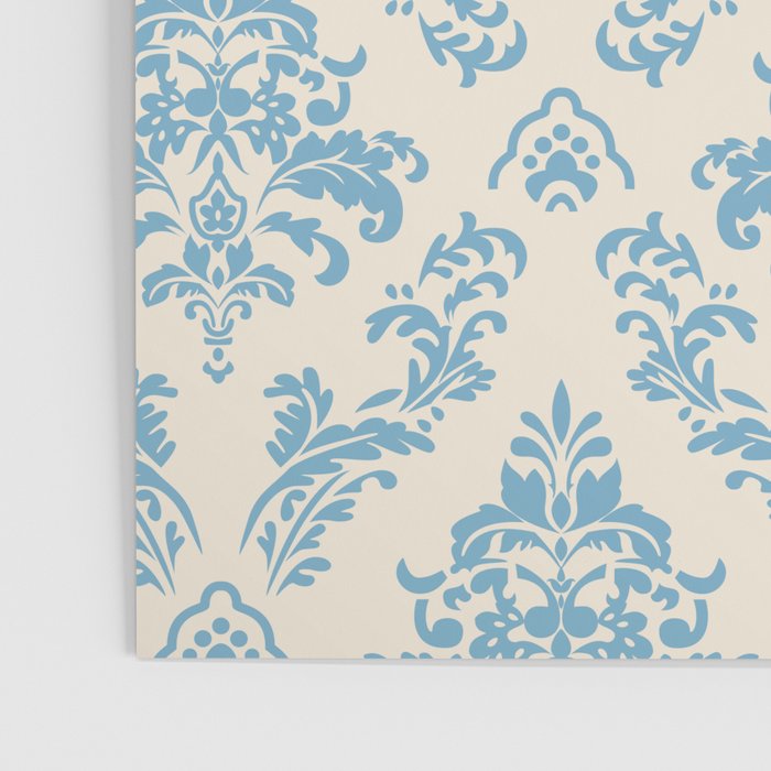 Elegant Air Blue Damask Pattern Poster Gallery Image 3