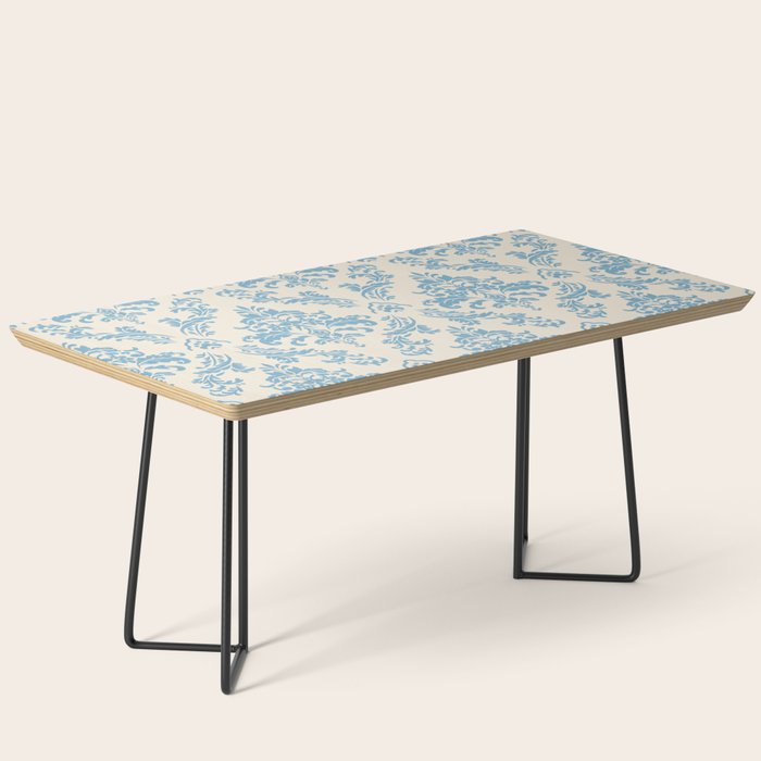 Elegant Air Blue Damask Pattern Coffee Table Gallery Image 1